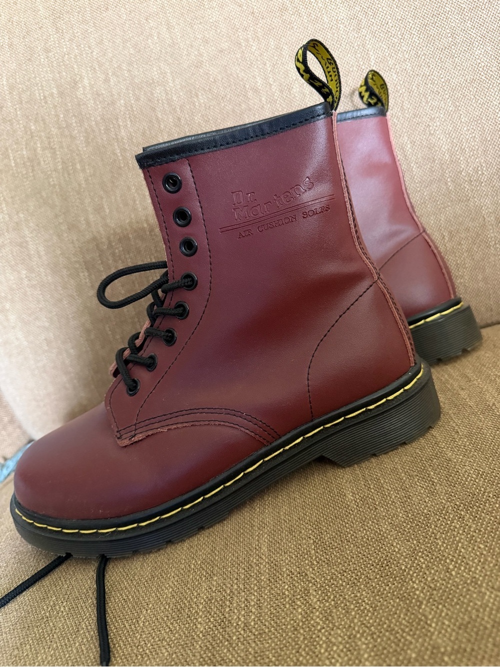 Dr. Martens 1460 Burgundy Cherry Red Leather 8 Eye Lace Up Combat Boots Women 7